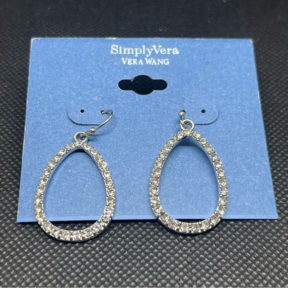 Simply Vera Vera Wang Jewelry - Simply Vera Wang Silver Tone Teardrop earrings‎ with simulated crystals Pierced
